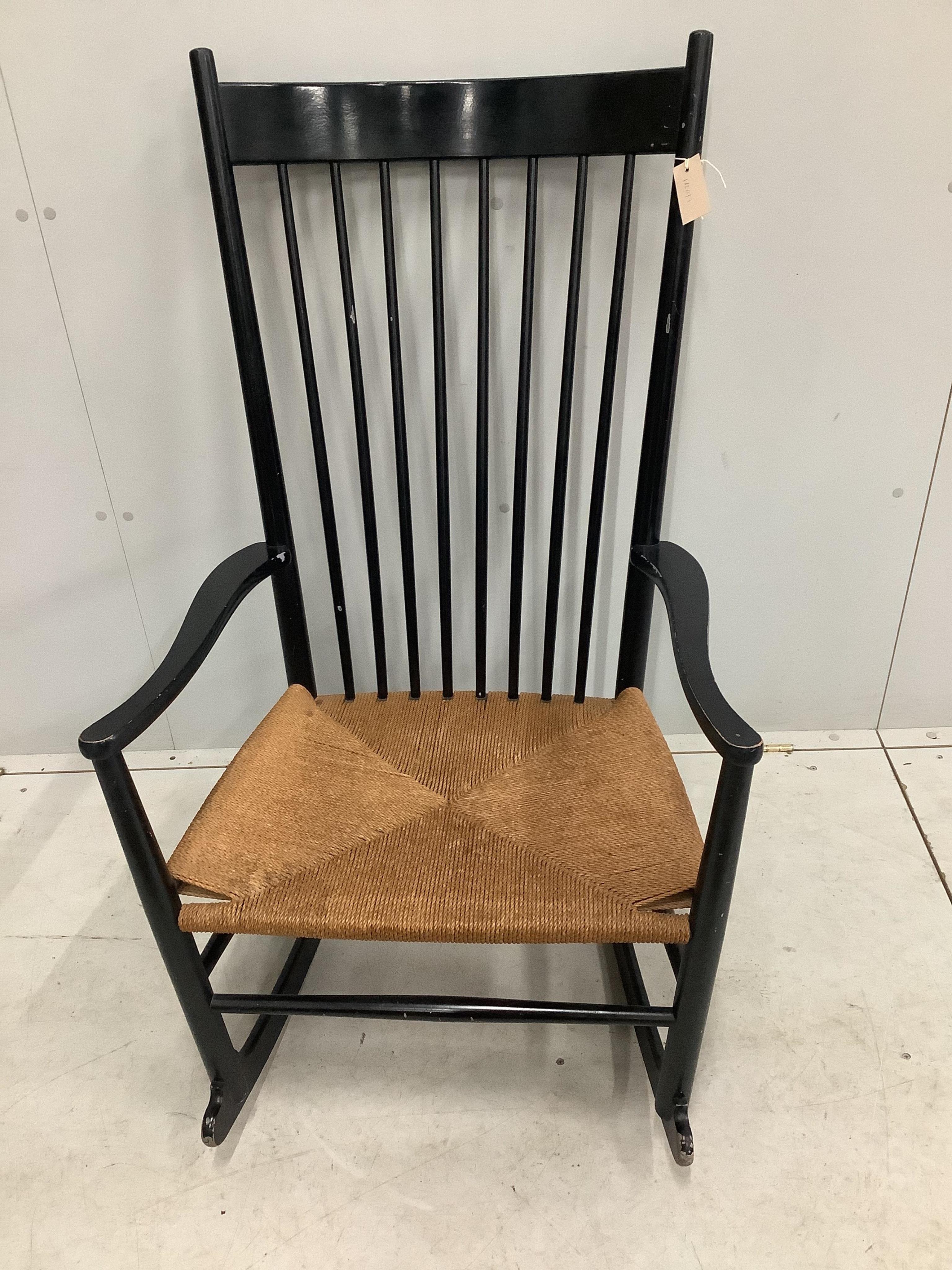 A Hans Weger J16 model rocking chair, width 61cm, depth 47cm, height 109cm. Condition - fair